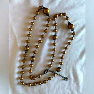 Bronze and gold, bead necklace